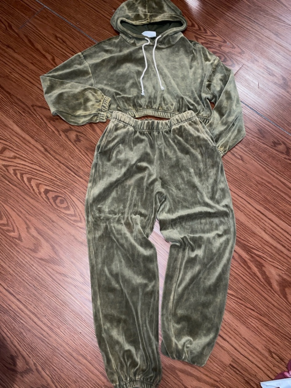 Women’s Olive Green Velour Hoodie & Jogger Set
